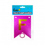 BANDERIN FELIZ CUMPLEAÑOS ESCARCHADO FUCSIA