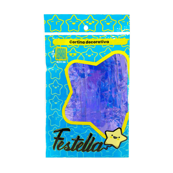 CORTINA DE FIESTA LISA AZUL 2*1 (PQTX12).