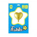 GLOBO CORAZON DORADO CARTON 18".(PQTX25)