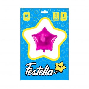 GLOBO ESTRELLA FUCSIA CARTON 18"(PQTX25)