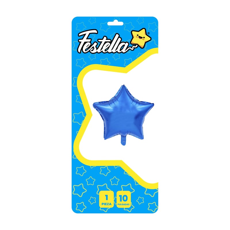 GLOBO ESTRELLA AZUL 10" CARTON(PQTX25)