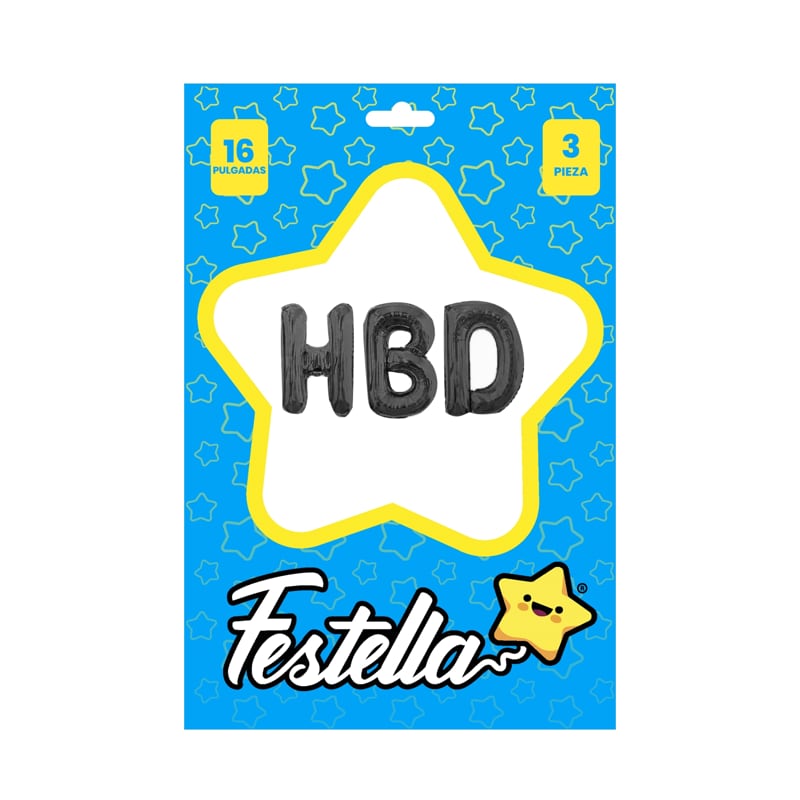 KIT GLOBO HBD 16" NEGRO(PQTX12)