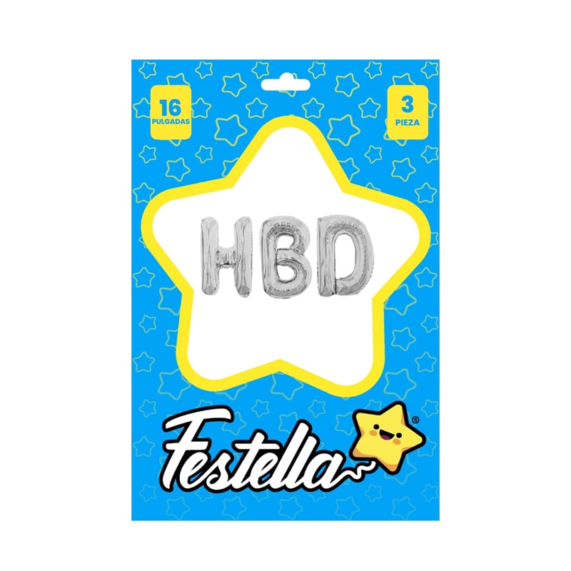 KIT GLOBO HBD 16" PLATEADO(PQTX12)