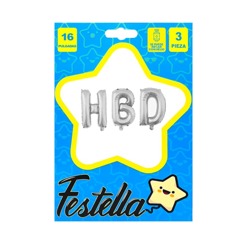 KIT GLOBO HBD 16" PLATEADO(PQTX12)
