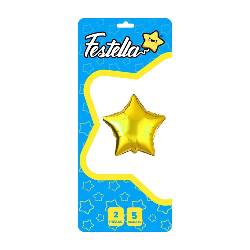 GLOBO ESTRELLA DORADO 5" X2(PQTX25)