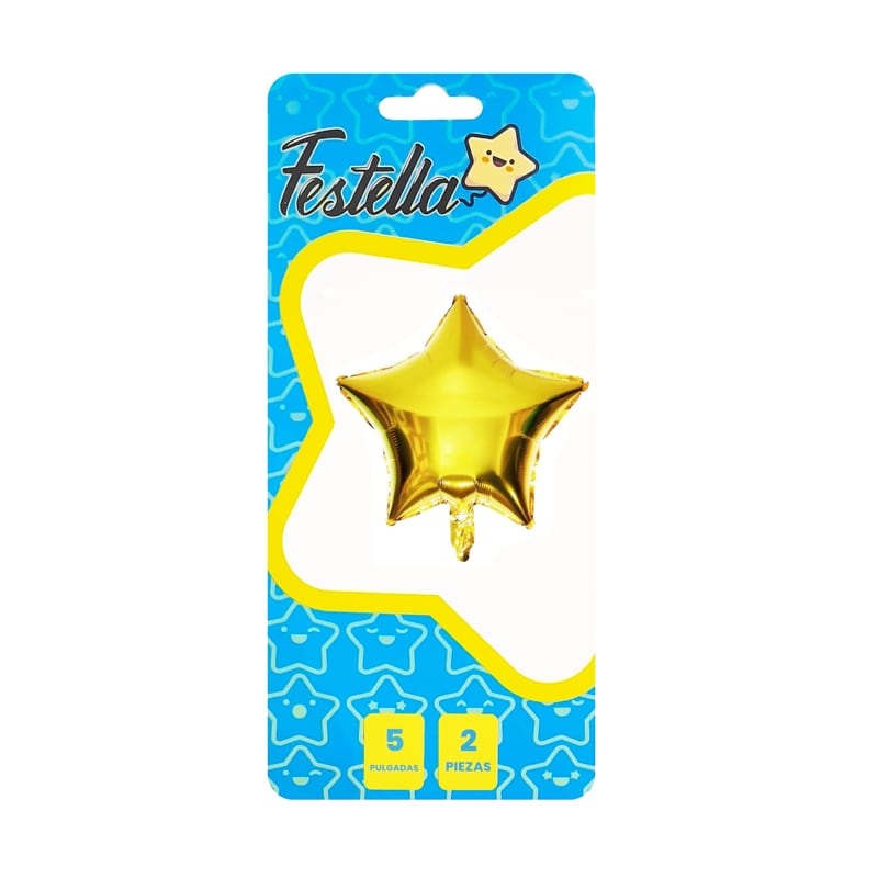 GLOBO ESTRELLA DORADO 5" X2(PQTX25)