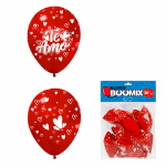 GLOBO DE LATEX TE AMO R12X10 ROJO (PQTX12)
