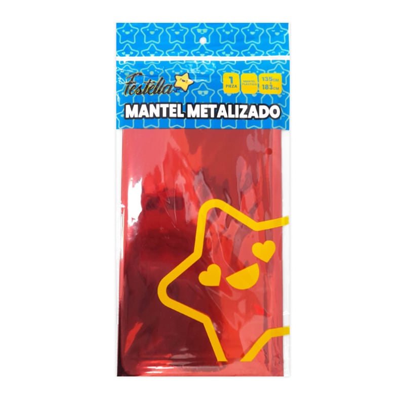 MANTEL DE FIESTA METALIZADO ROJO CLARO (PQTX10)