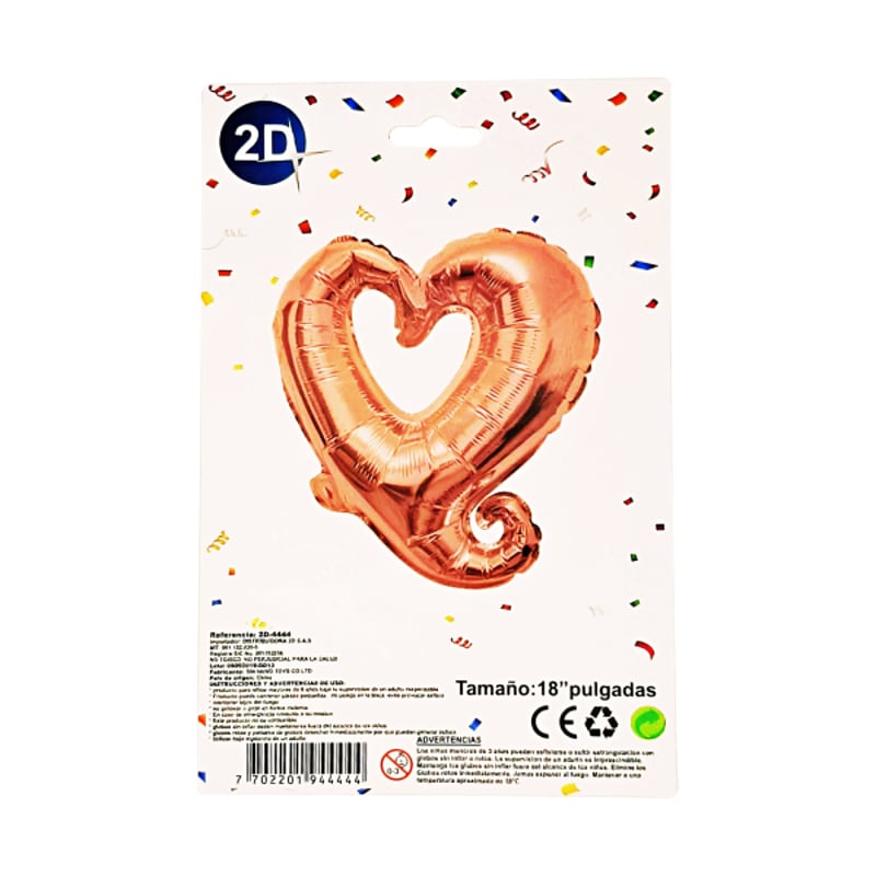 GLOBO CORAZON PALO ROSA 18"(PQTX25)