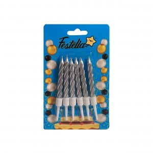 VELA PLATEADA X6 EN BLISTER (CJX100)