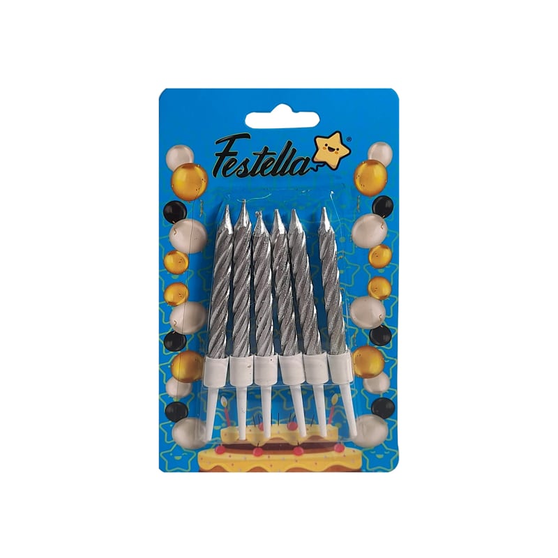 VELA PLATEADA X6 EN BLISTER (CJX100)