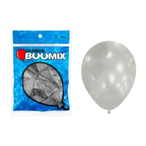 GLOBO DE LATEX SATINADO PLATEADO R12X12 (PQTX12)´