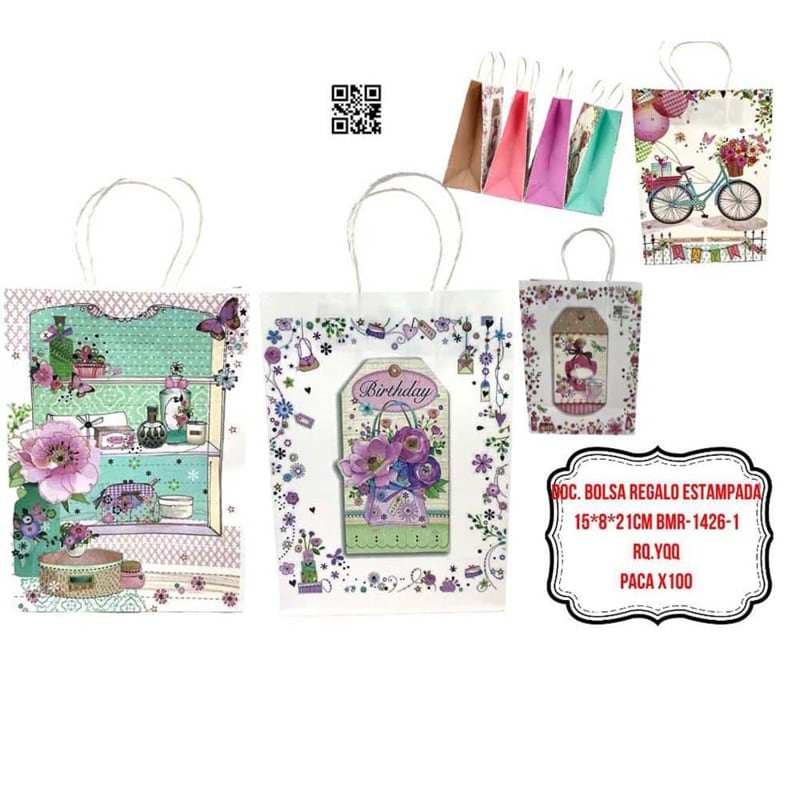 DOC. BOLSA REGALO ESTAMPADA 15*8*21CM BMR-1426-1