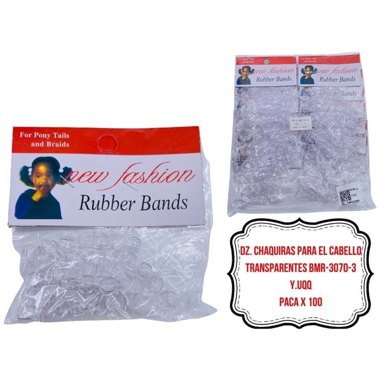 DZ. CHAQUIRAS PARA EL CABELLO TRANSPARENTES BMR-3070-3