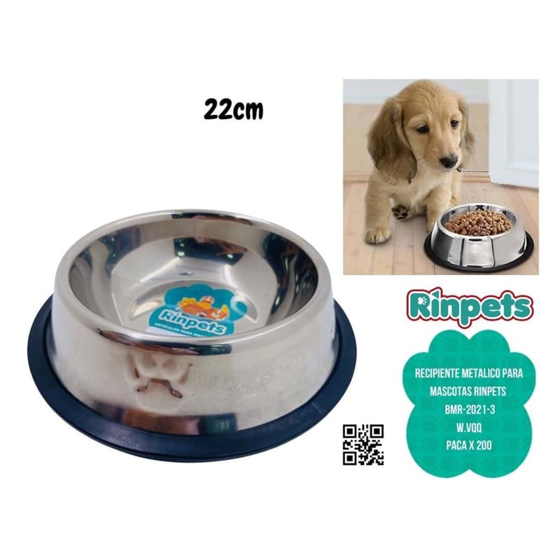RECIPIENTE METALICO PARA MASCOTAS RINPETS 22CM BMR-2021-3