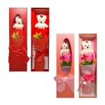 ADORNO ROSAS X3 CON OSO EN CAJA: