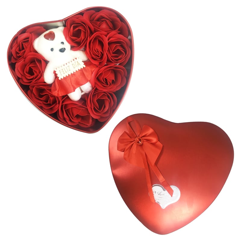 ADORNO DE ROSAS X10 CON OSO: