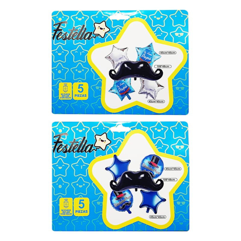 KIT GLOBO  PAPA CON BIGOTE X5(PQTX12).