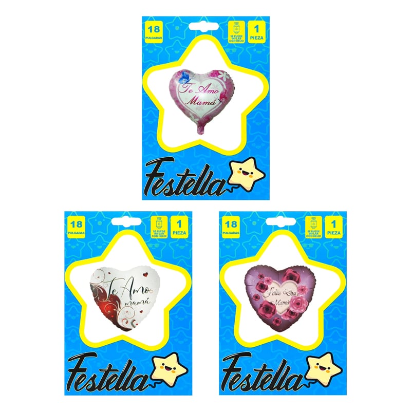 GLOBO CORAZON TE AMO MAMA 18"(PQTX25):