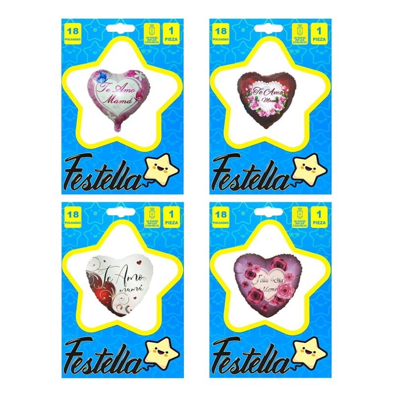 GLOBO CORAZON TE AMO MAMA 18"(PQTX25):