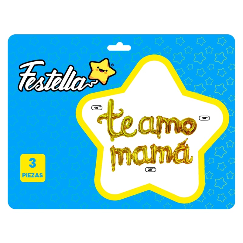GLOBO TE AMO MAMA DORADO(PQTX12)