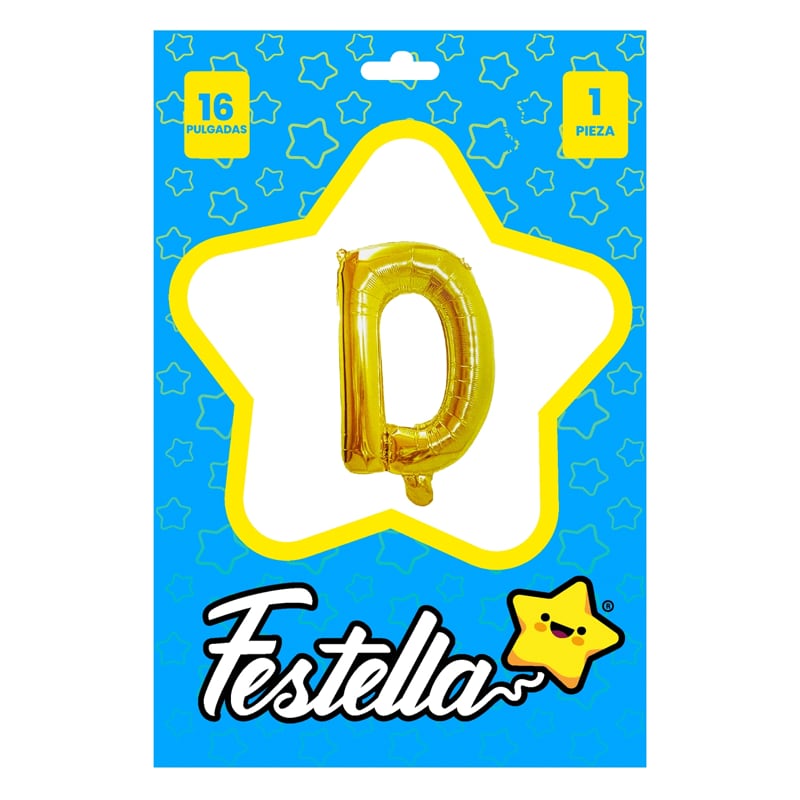 GLOBO LETRA D DORADO(PQTX25)