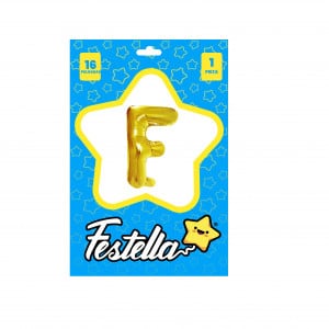 GLOBO LETRA F DORADO(PQTX25)