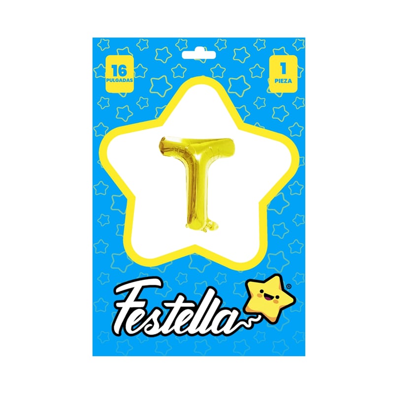 GLOBO LETRA T DORADO(PQTX25)