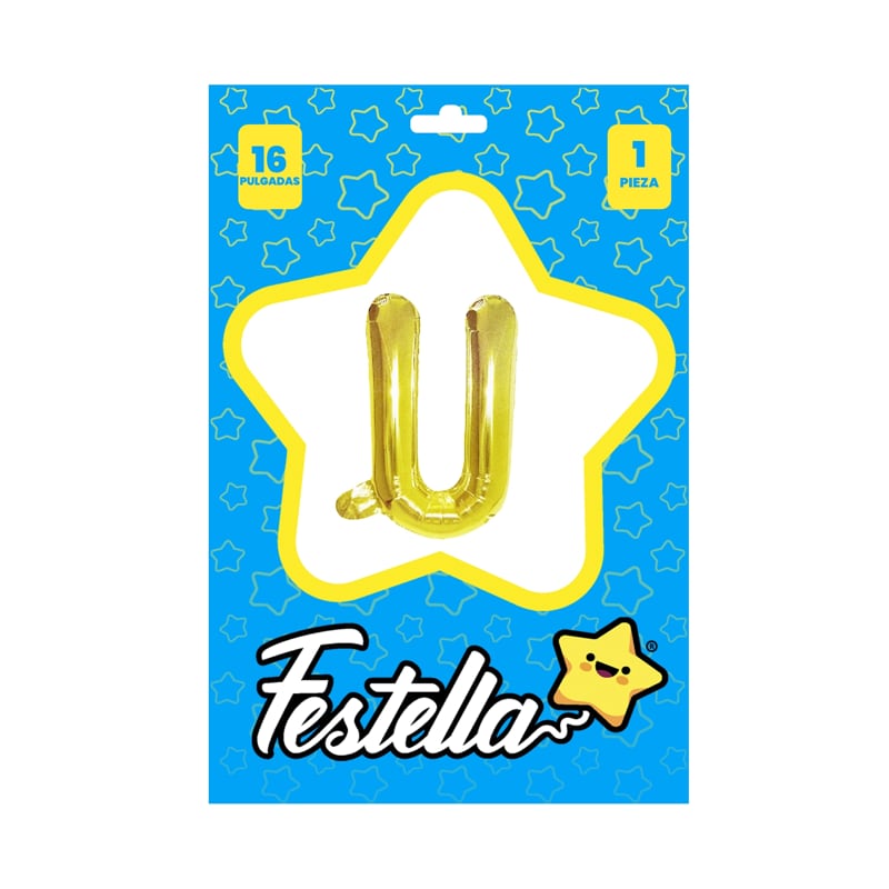 GLOBO LETRA U DORADO(PQTX25)