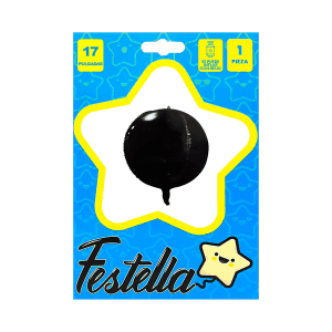 GLOBO REDONDO NEGRO 18"(PQTX25)
