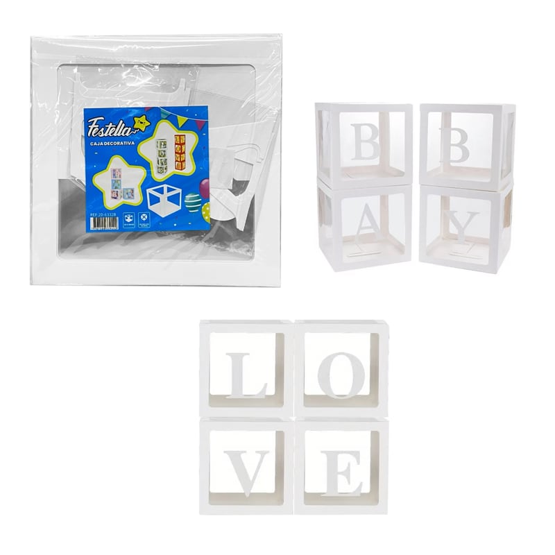 CAJA DECORATIVA PARA GLOBOS BLANCA: