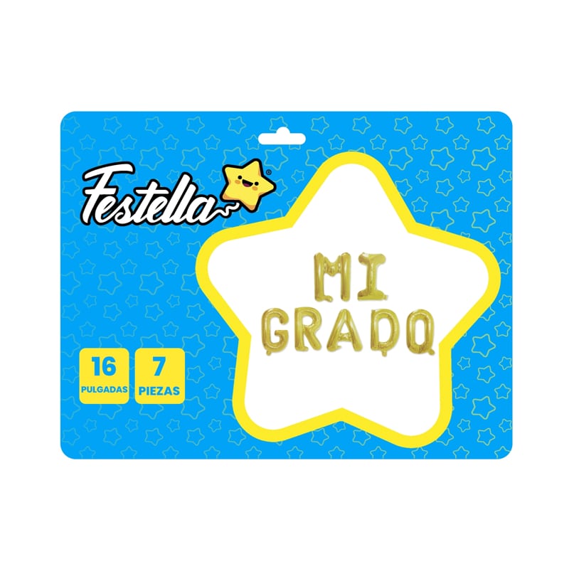 GLOBO MI GRADO 16"X7 DORADO(PQTX12)