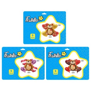 KIT GLOBO OSO Y CORAZONES X5 .(PQTX12)