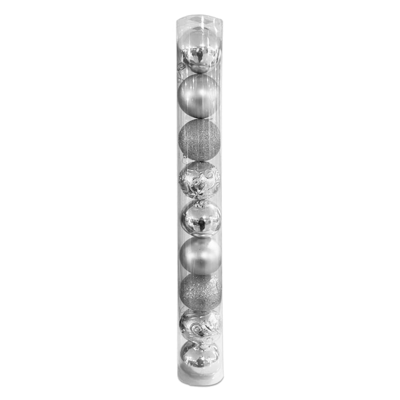 BOLAS NAVIDEÑA PLATEADA X9 8CM...10C