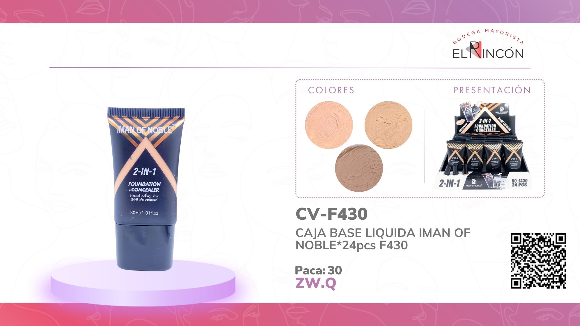 CAJA BASE LIQUIDA IMAN OF NOBLE*24pcs F430
