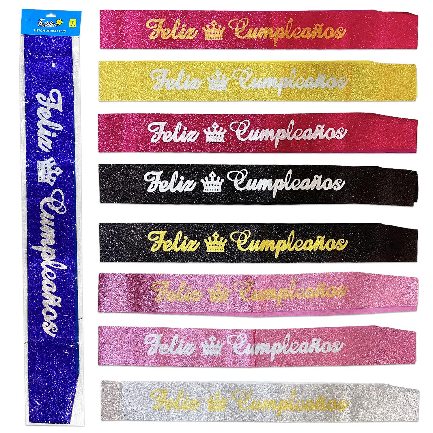 LISTON ESCARCHADO FELIZ CUMPLEAÑOS
