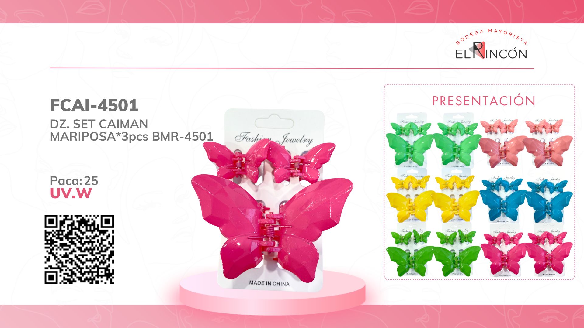 DZ. SET CAIMAN MARIPOSA*3PCS BMR-4501