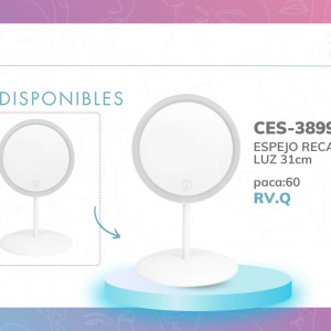 ESPEJO RECARGABLE CON LUZ 31cm BMR-3899-2