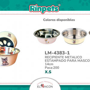 RECIPIENTE METALICO ESTAMPADO PARA MASCOTAS 14cm BMR-4383-1