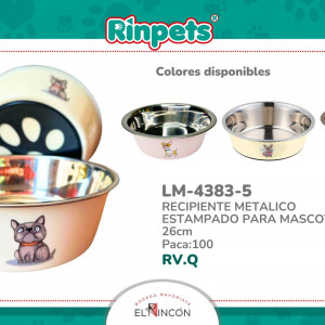 RECIPIENTE METALICO ESTAMPADO PARA MASCOTAS 26cm BMR-4383-5