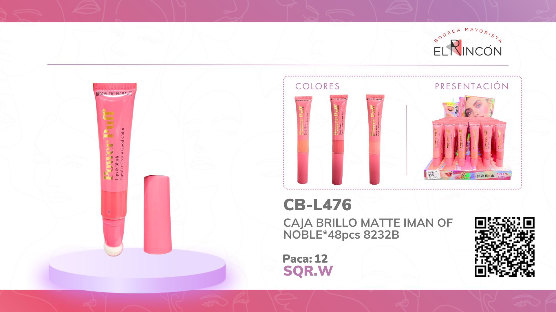 CAJA BRILLO MATTE IMAN OF NOBLE*48pcs 8232B