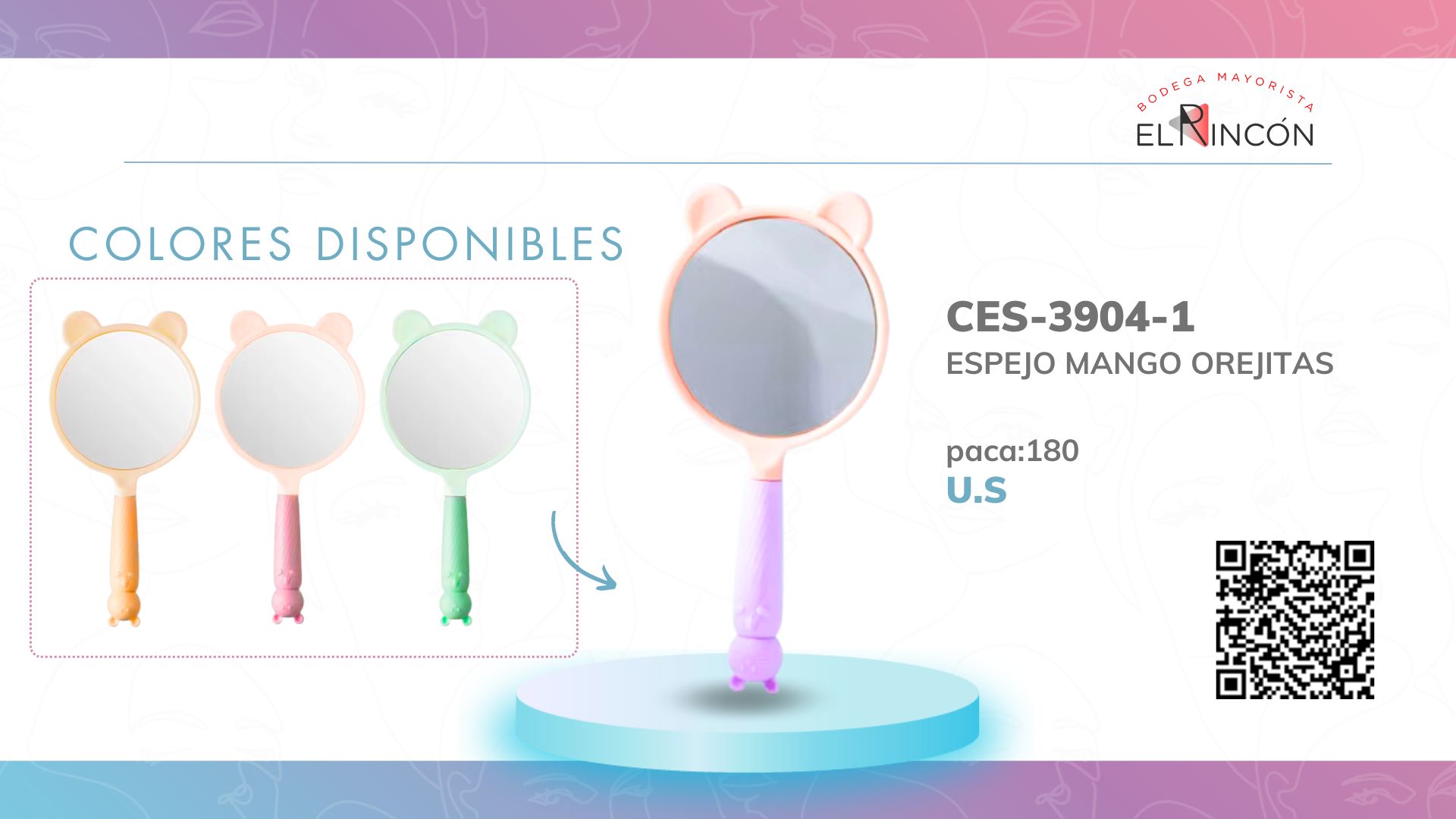ESPEJO MANGO OREJITAS BMR-3904-1