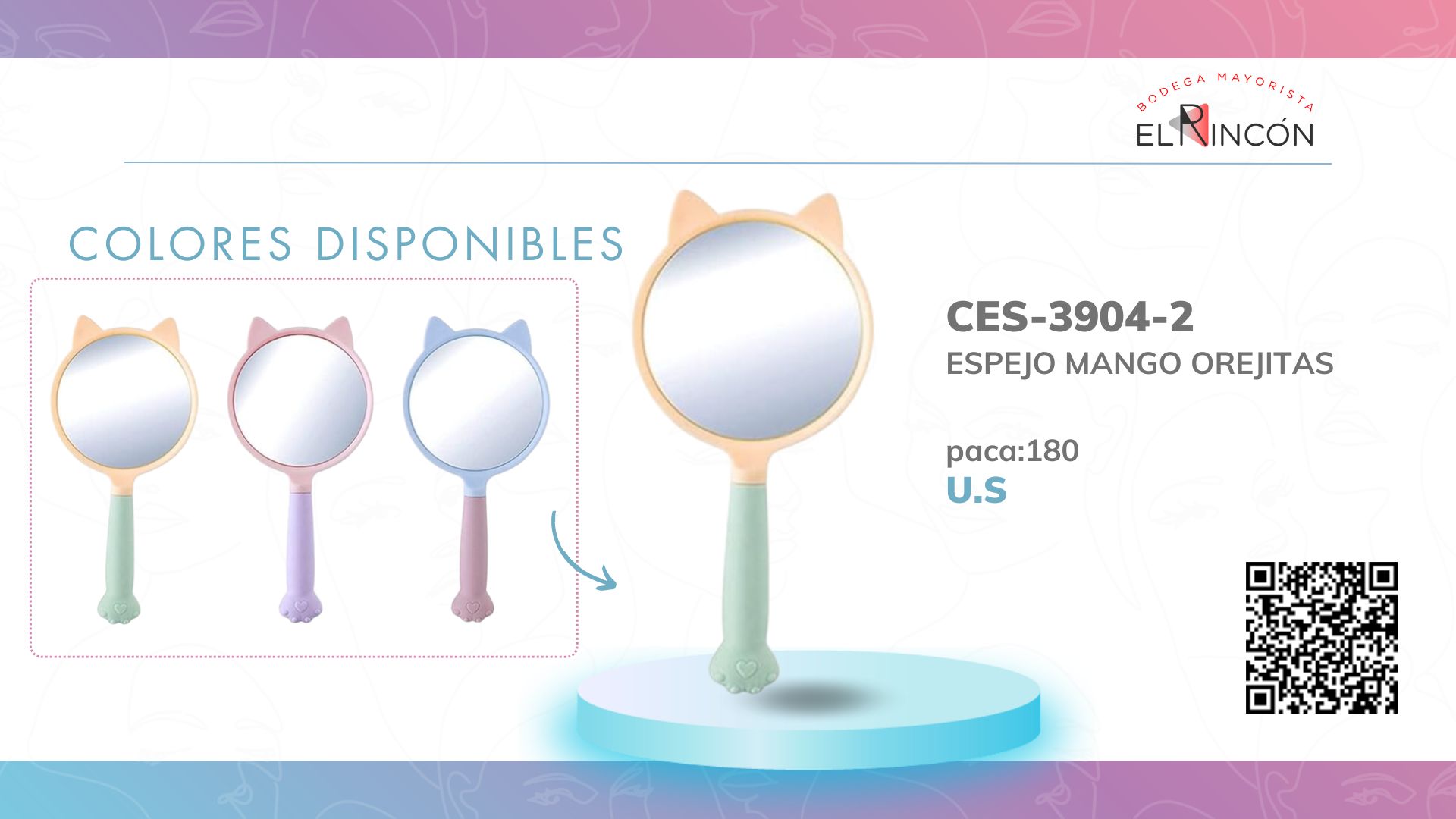 ESPEJO MANGO OREJITAS BMR-3904-2