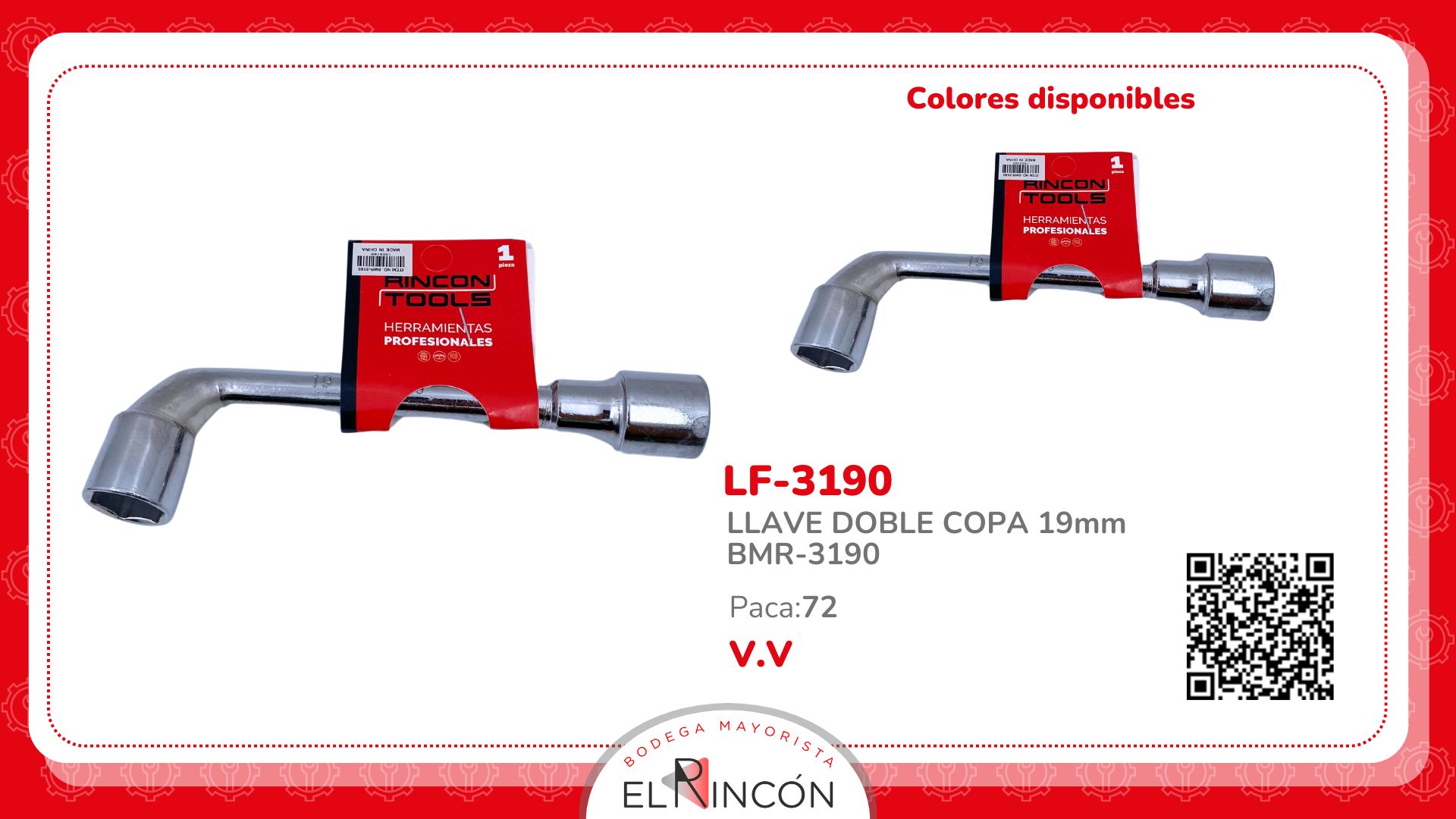 LLAVE DOBLE COPA 19mm BMR-3190