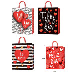 BOLSA REGALO ESCARCHADA F.D, TE AMO, TU Y YO 18*23*8CM (PQTX12)