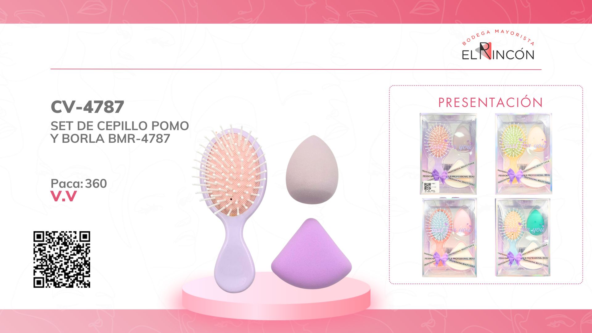 SET DE CEPILLO POMO Y BORLA BMR-4787
