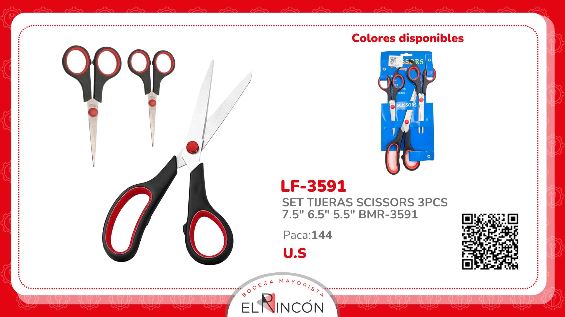 SET TIJERAS SCISSORS 3PCS 7.5" 6.5" 5.5" BMR-3591