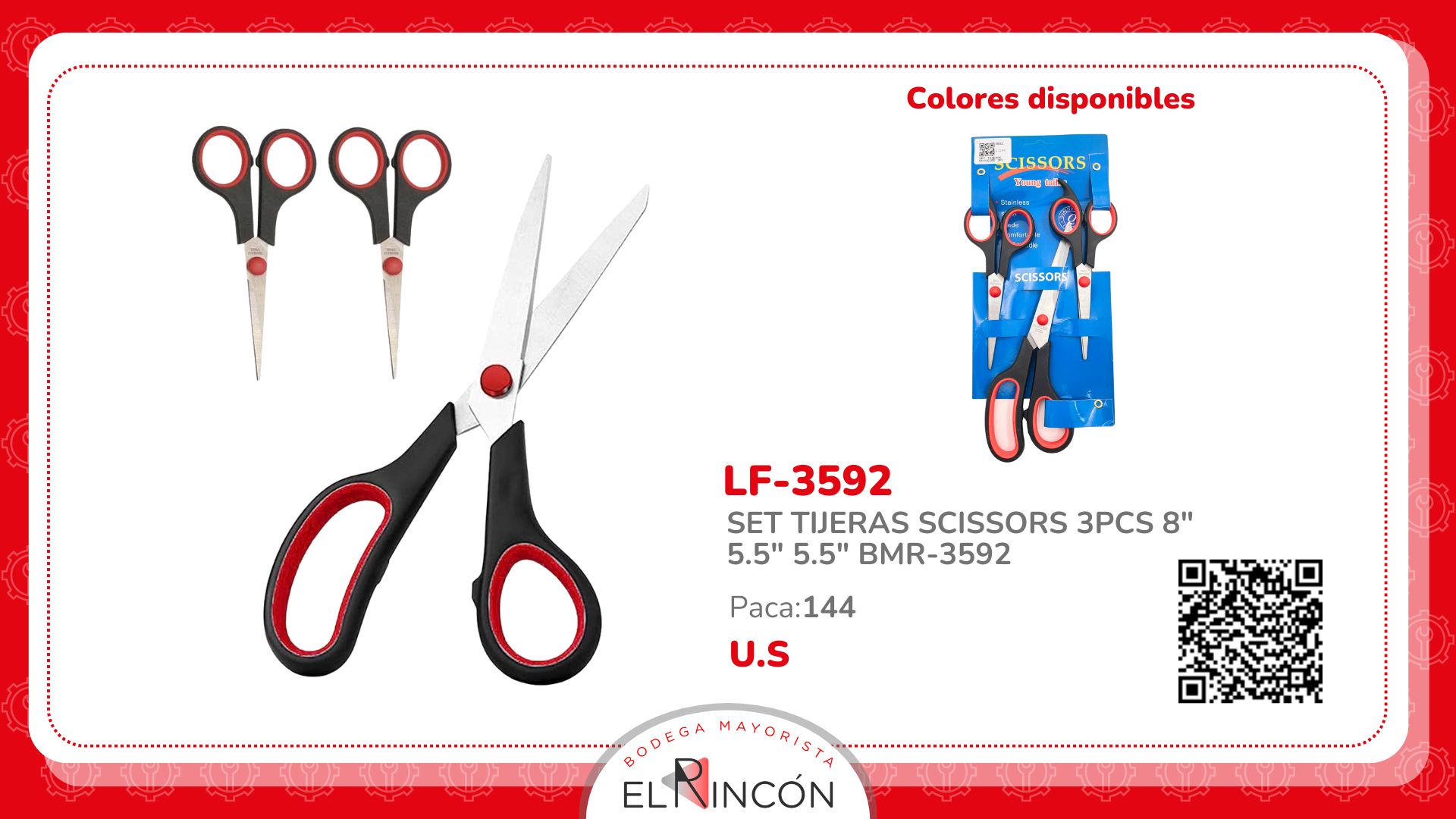 SET TIJERAS SCISSORS 3PCS 8" 5.5" 5.5" BMR-3592