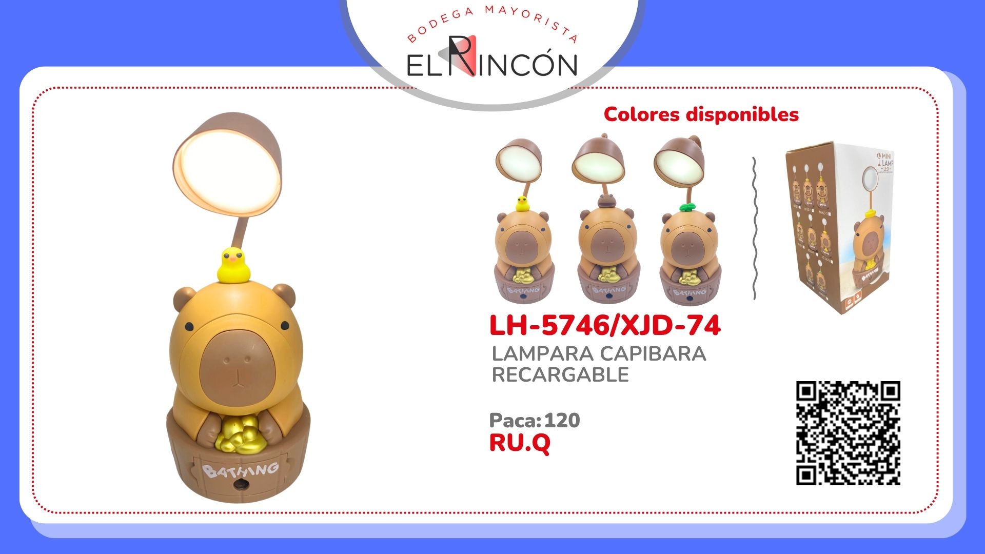 LAMPARA CAPIBARA RECARGABLE BMR-5746/XJD-74