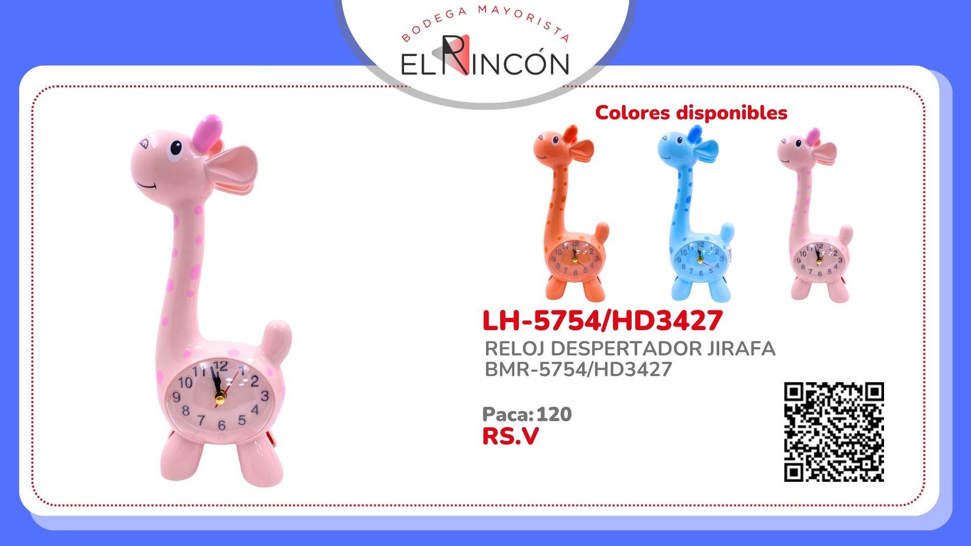 RELOJ DESPERTADOR JIRAFA BMR-5754/HD3427